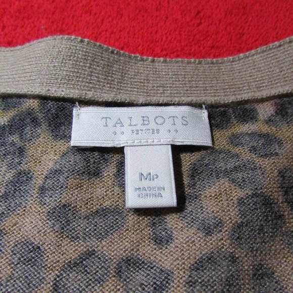 Talbots Leopard Print Knit Sweater Button Front - Picture 3 of 4